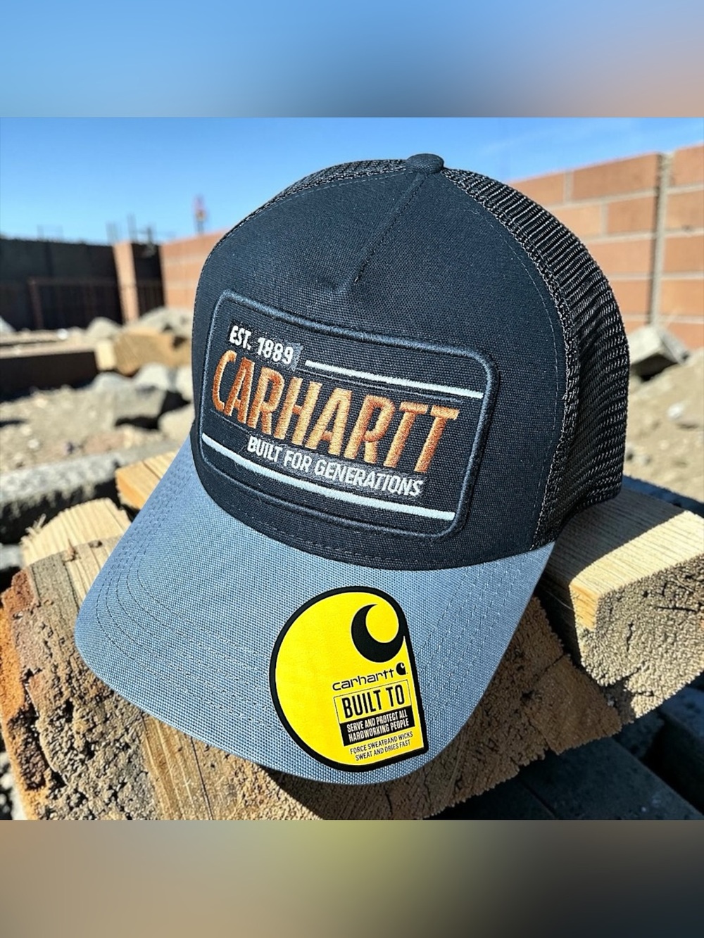 Carhartt 107093 Canvas Mesh-Back Generations Patch Black Grey Baseball Cap Sz OS